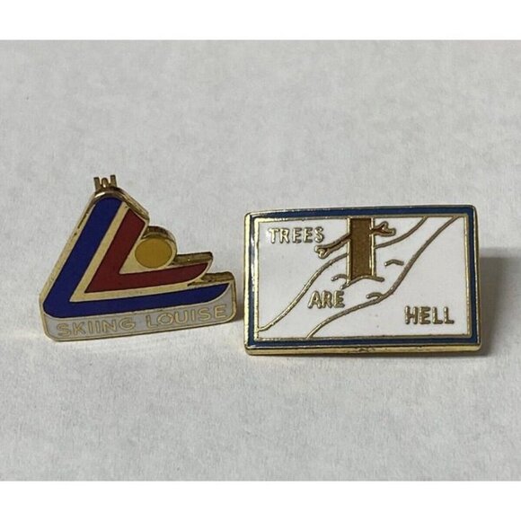 Lake Louise Canada Ski Resort Skiing Louise Pin & Trees Are Hell LOT 2 - Picture 1 of 8